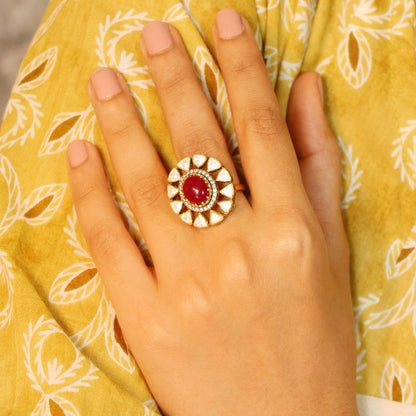 Red Stone Moissanite Ring image 1