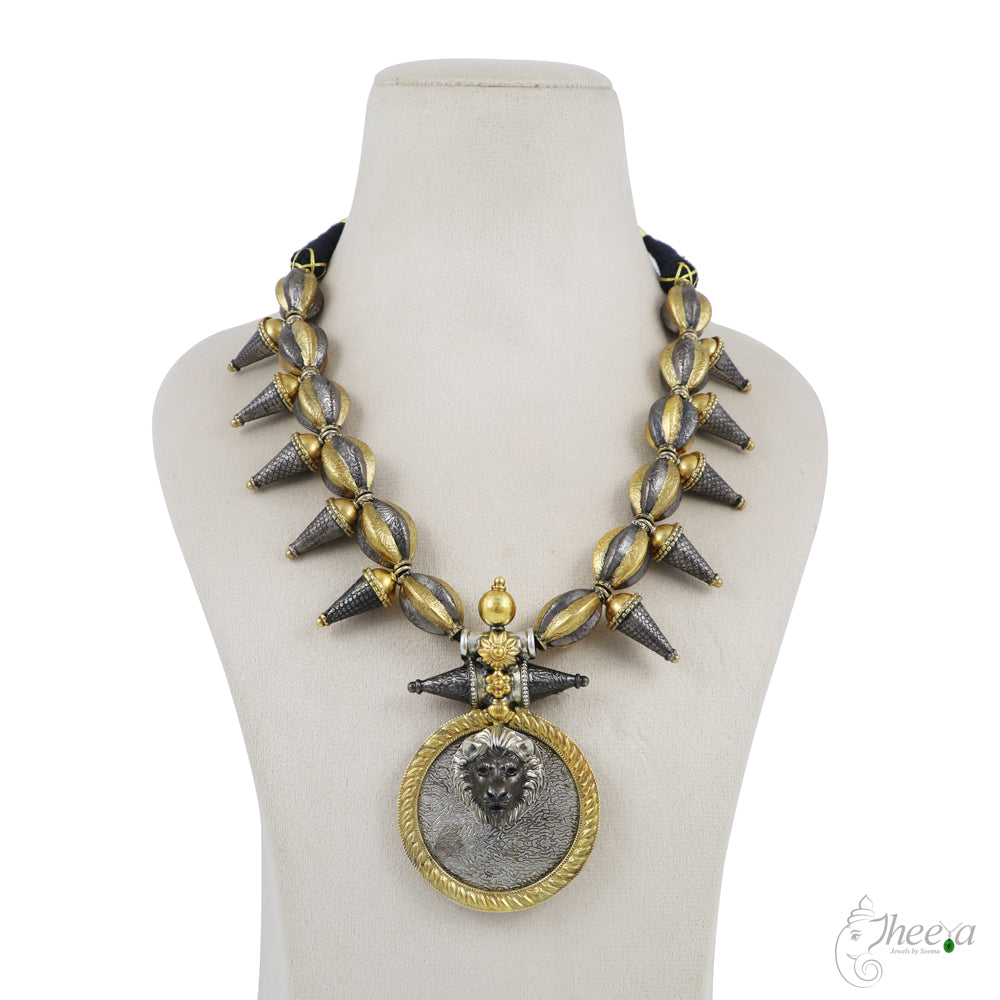 Lion Medalion in Gold n Rhodium Finish image 1