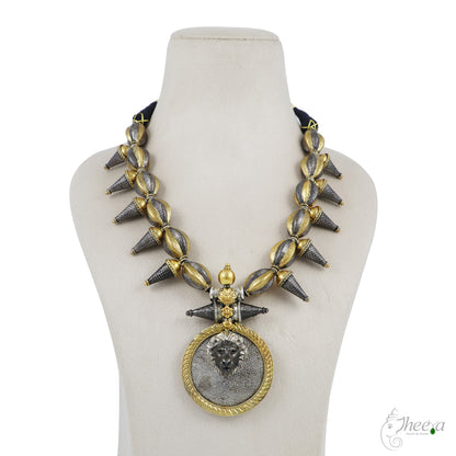 Lion Medalion in Gold n Rhodium Finish image 1