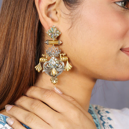 Mother of Pearl with Peacock Earring image 1