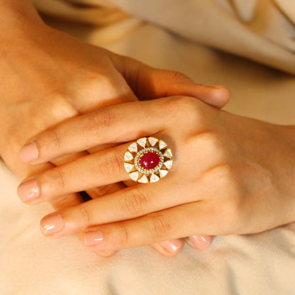Red Stone Moissanite Ring image 0