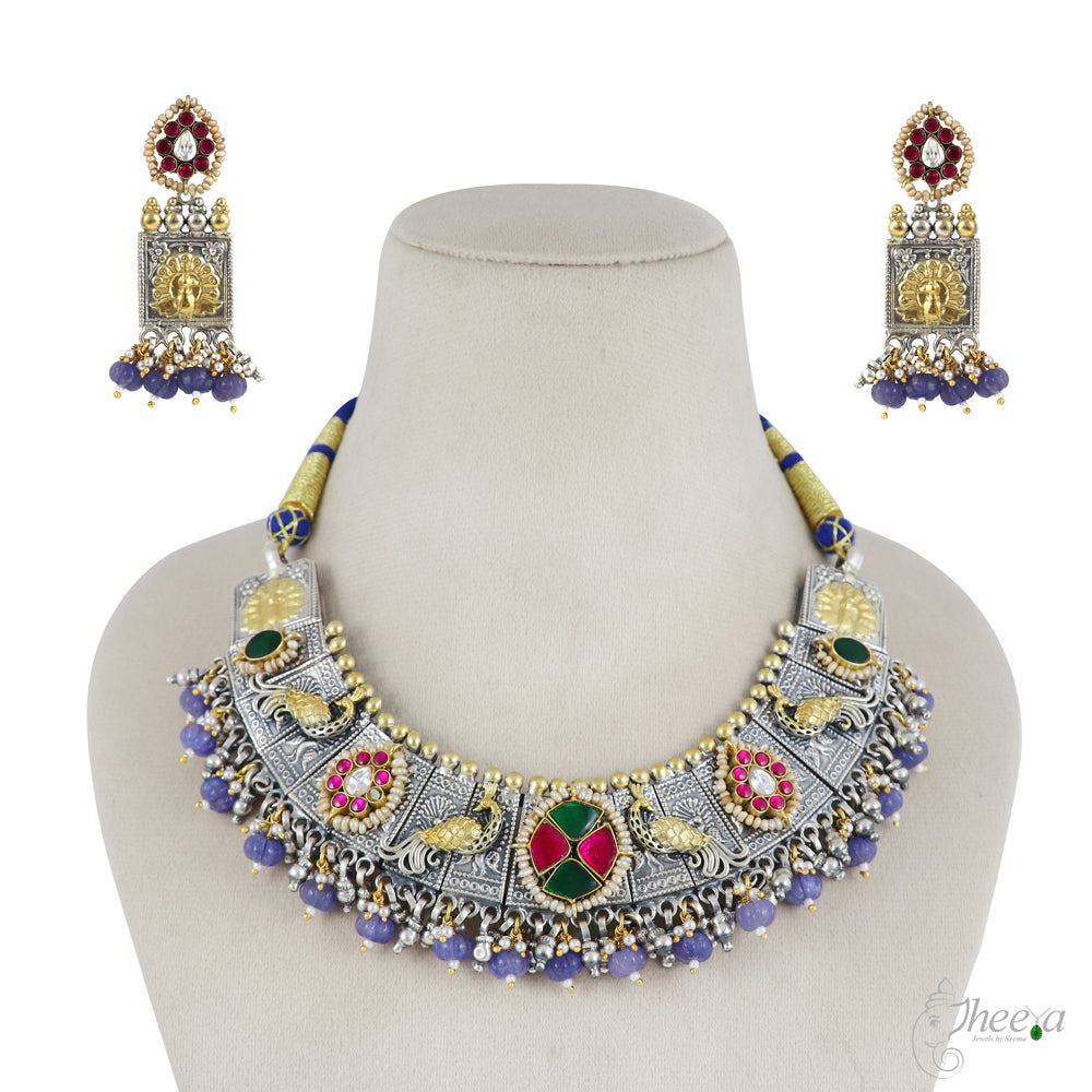 Fusion Kundan Necklace with Amethyst Beads image 0
