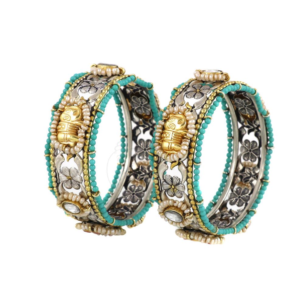 Fusion Bangles with Turquoise Beads image 1