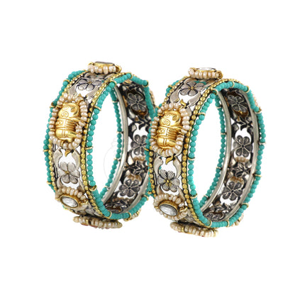 Fusion Bangles with Turquoise Beads image 1