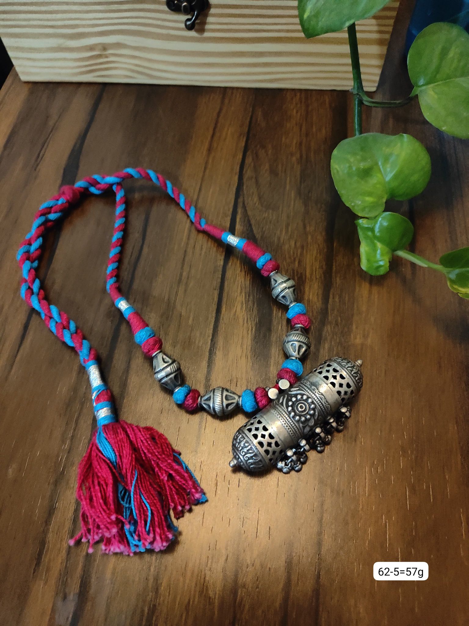 Dhaage Blue and Pink Tabeez Necklace image 0