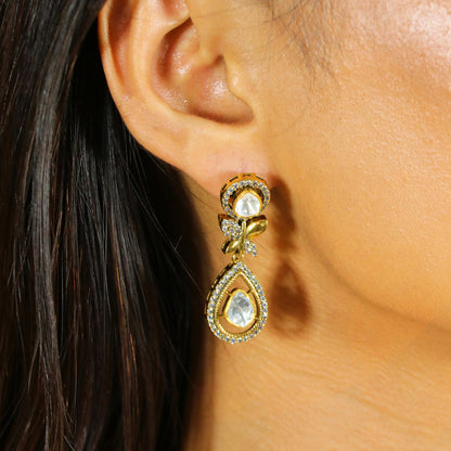 Moissanite With CZ Butterfly Design Necklace Set image 2