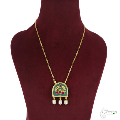Natural Stone Pendant with Kundan inlay Work image 2