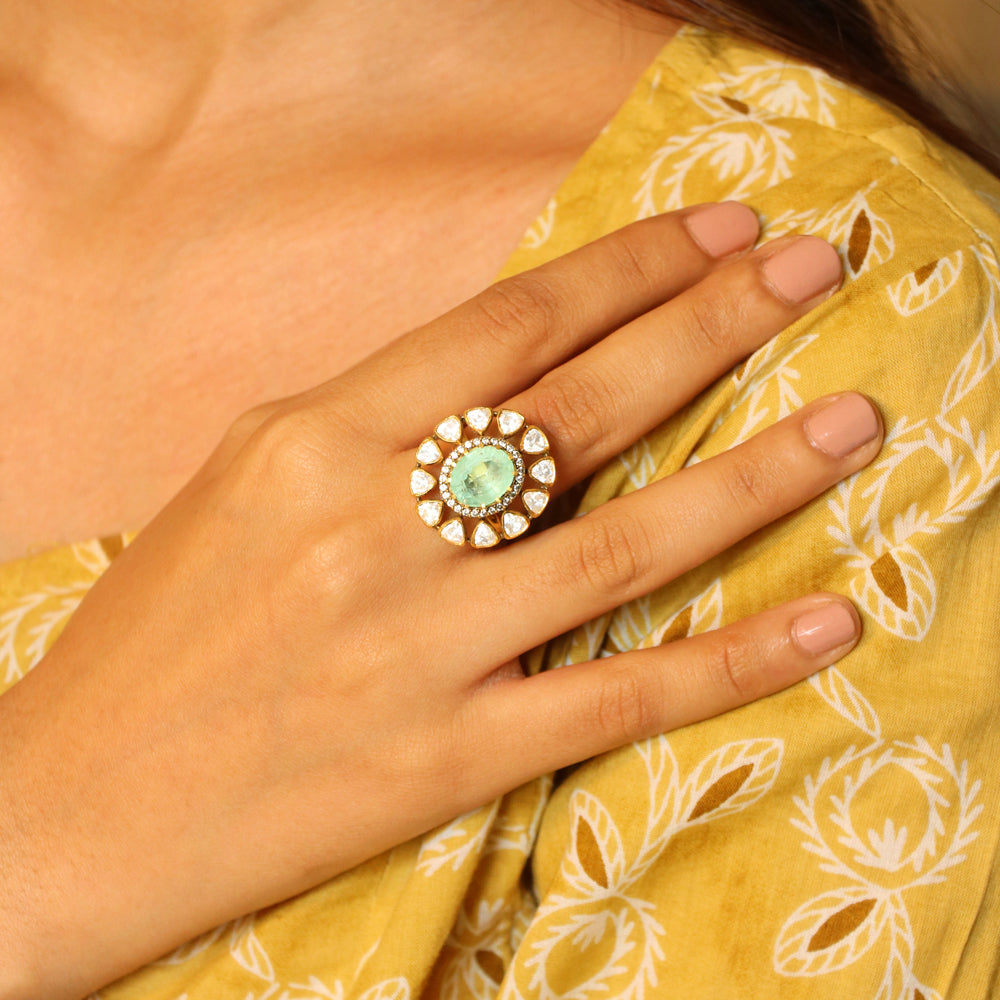Mint with  Moissanite Ring image 1