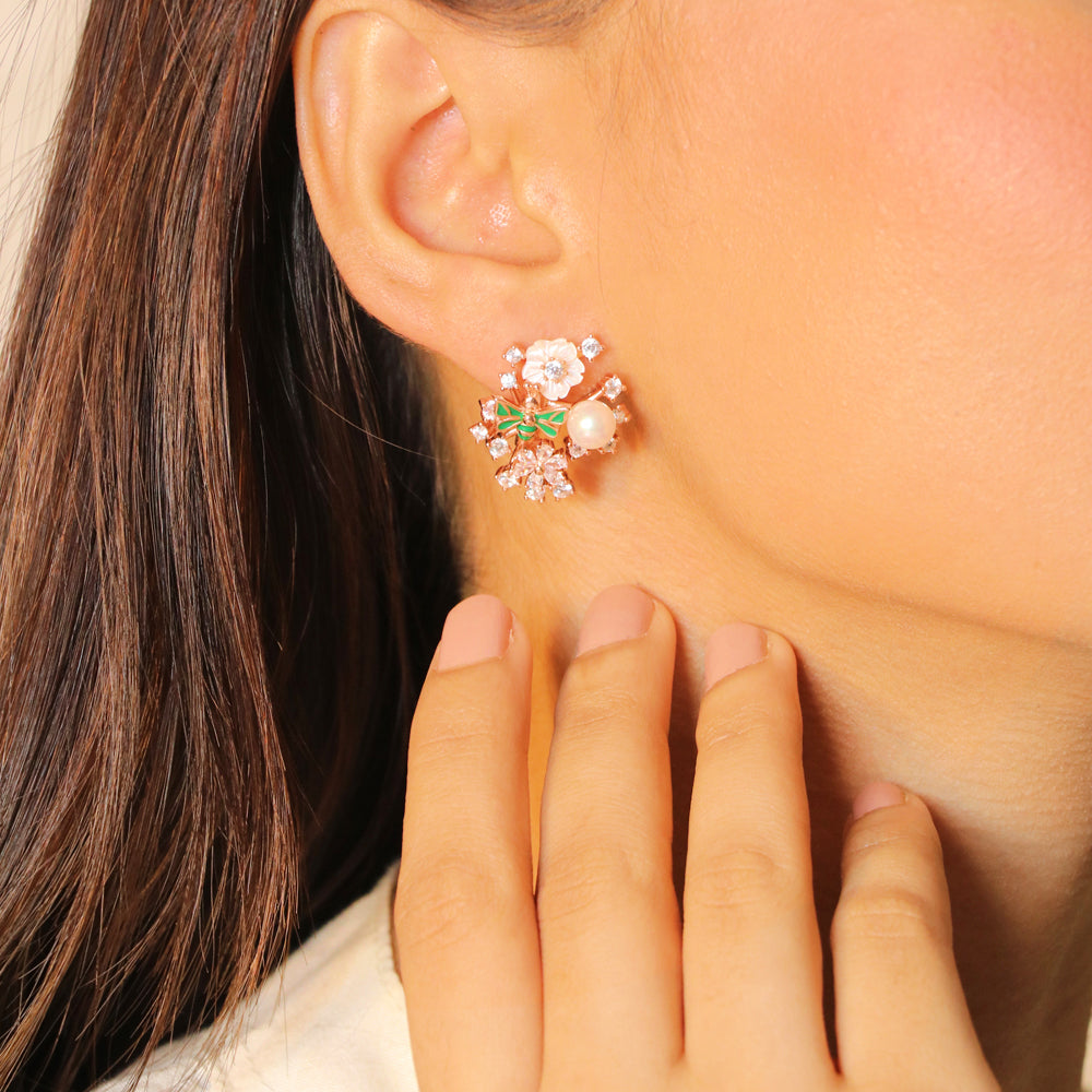 Floral MOP Honey Bee Earring image 0