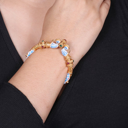 White and Blue Meenakari Bangle image 0