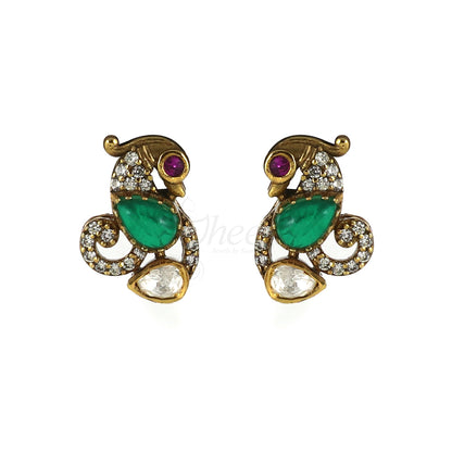 Green Stone with Moissanite Pendant Set image 5