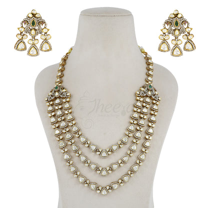 Moissanite with CZ Three Line Maharani Haar image 3