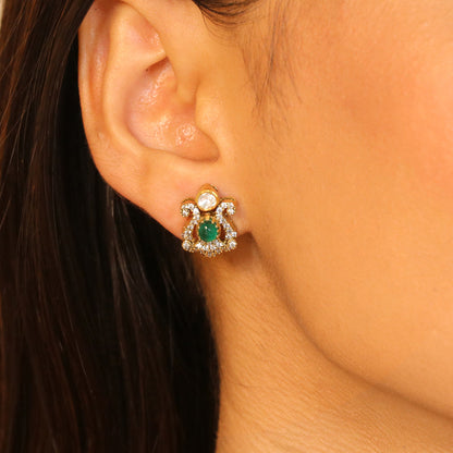 Green Stone with CZ Moissanite Pendant Set image 2