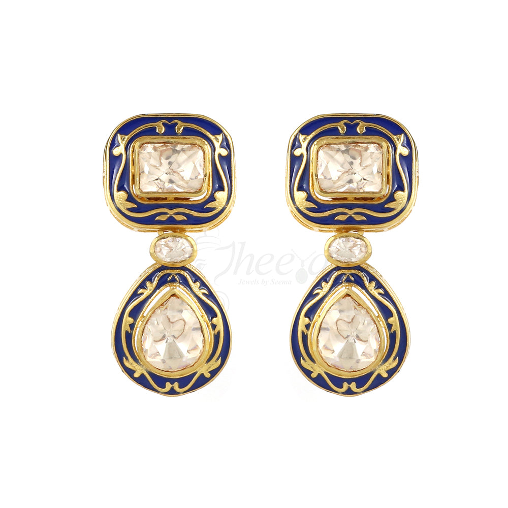 Moissanite with Meenakari work Necklace set image 1