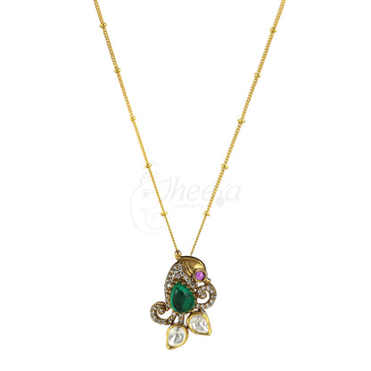 Green Stone with Moissanite Pendant Set image 4