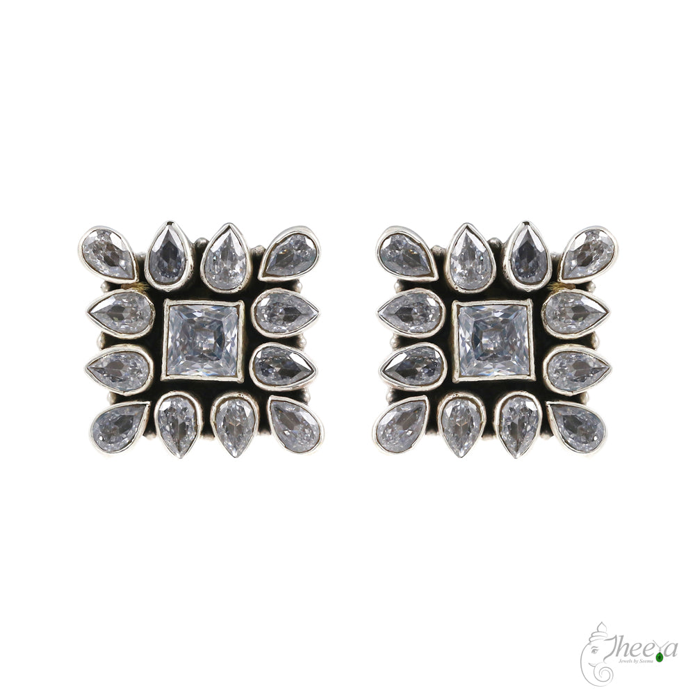 White Stones Square Studs image 1