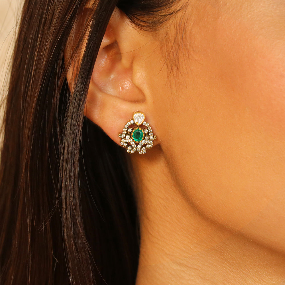 Emerald Green with Moissanite Pendant Set image 2