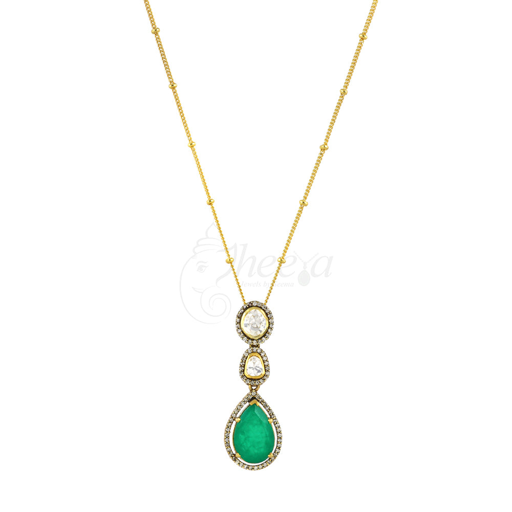 Emerald Drop Moissanite Pendant Set image 4