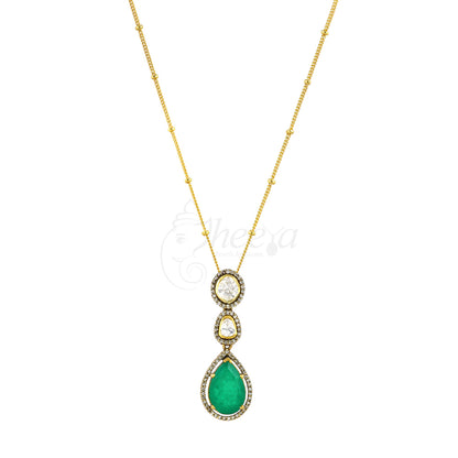Emerald Drop Moissanite Pendant Set image 4
