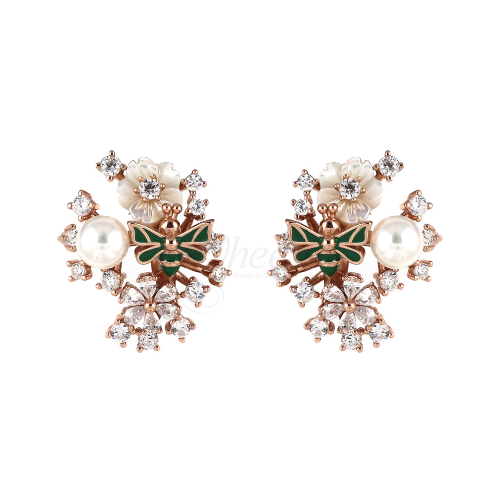 Floral MOP Honey Bee Earring image 2