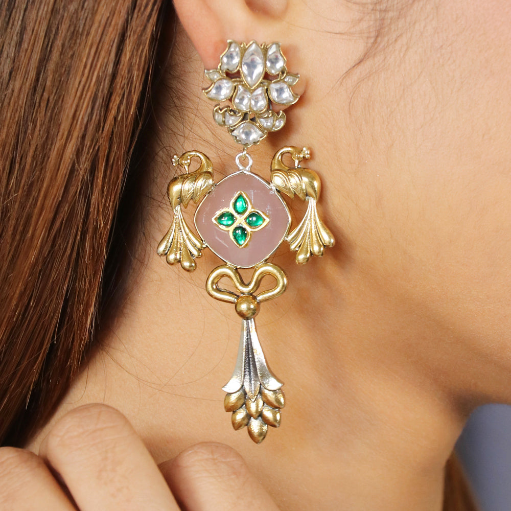 Rose quads with Green Kundan inlay work image 0