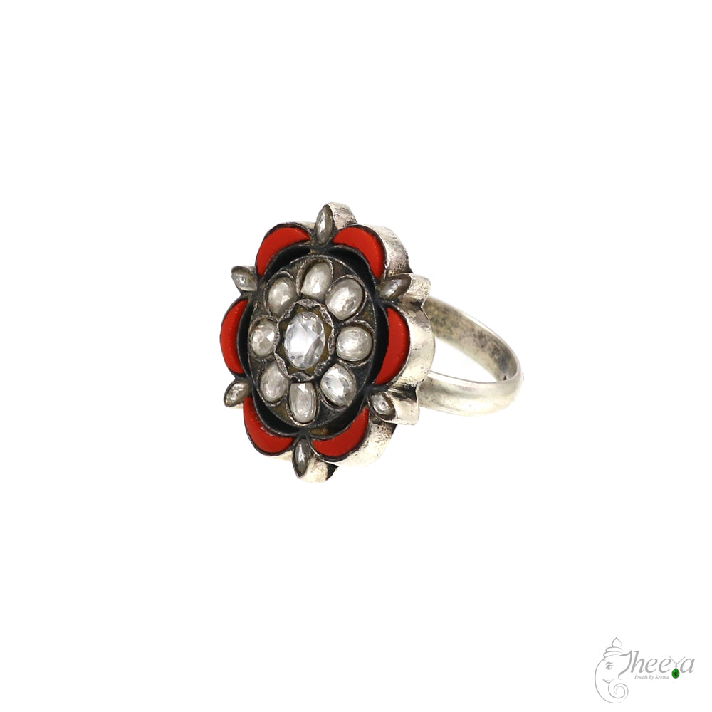 Coral Silver Ring image 1
