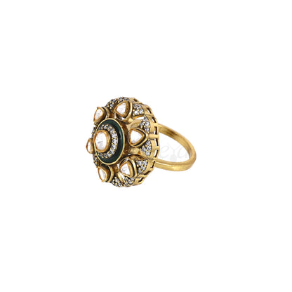 Green Enamel With Moissanite Ring image 2