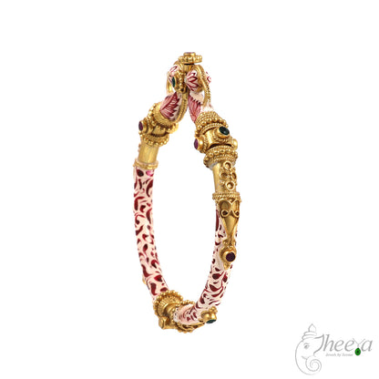 Red and Cream Meenakari work Bangle image 1