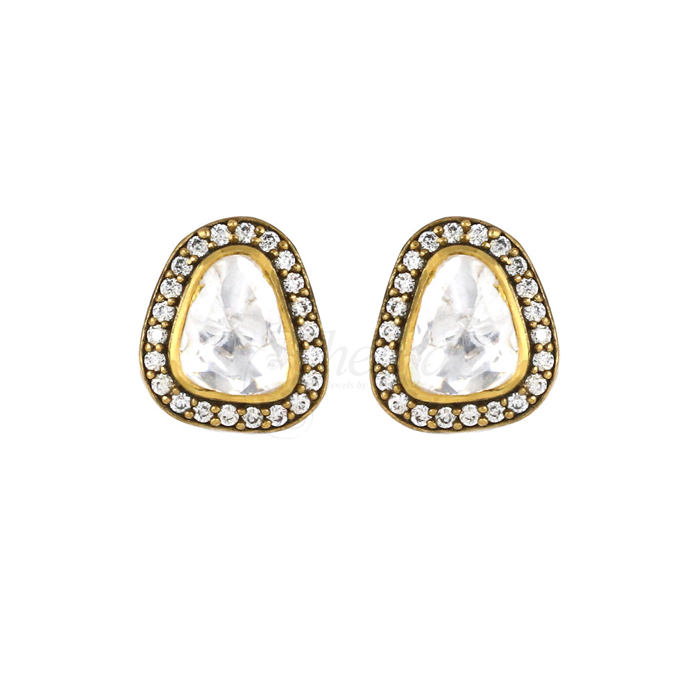 Moissanite with CZ cluster Studs image 1