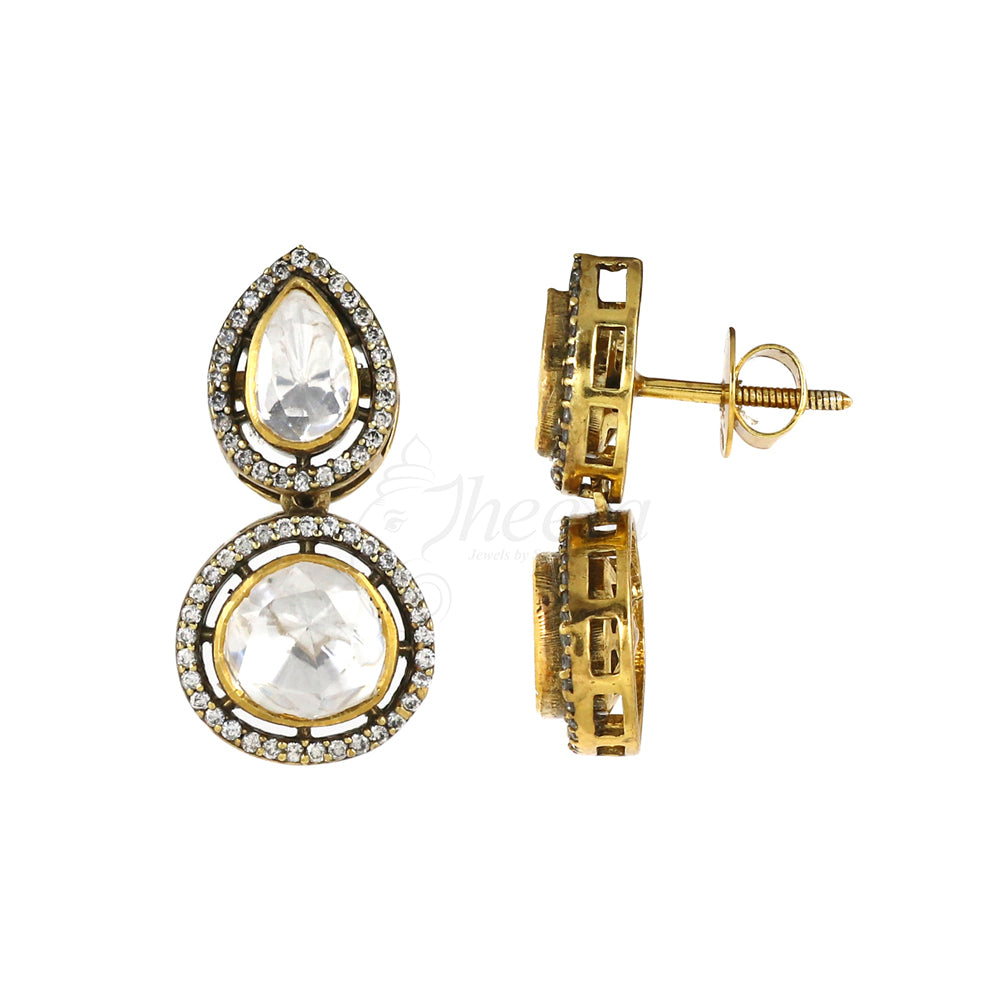 Moissanite Drop Earrings with CZ image 2