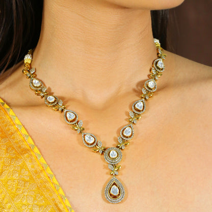 Moissanite With CZ Butterfly Design Necklace Set image 1