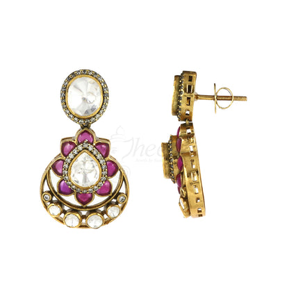 Kundan Flower Drop Earring image 2