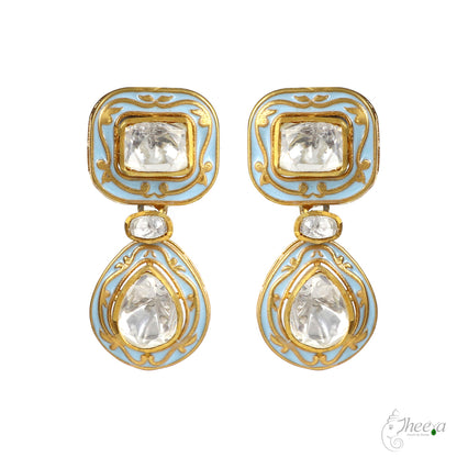 Ratnavalli Powder blue Meenakari Necklace Set image 1