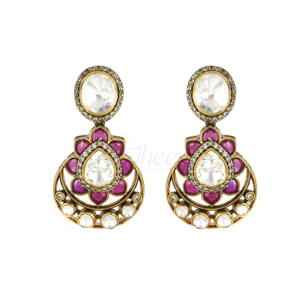 Kundan Flower Drop Earring image 1