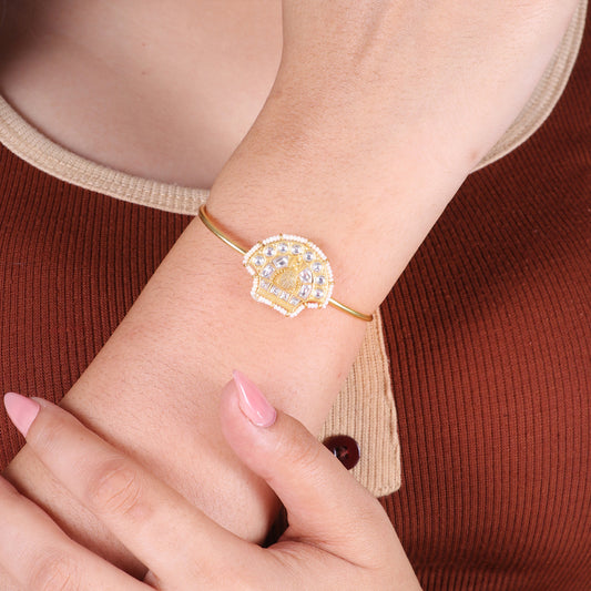 White Peacock Kundan Work Bracelet image 0