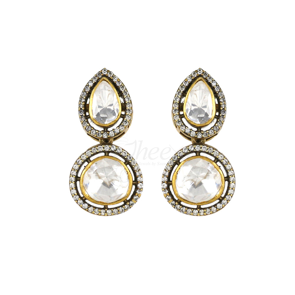 Moissanite Drop Earrings with CZ image 1
