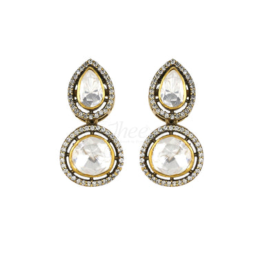 Moissanite Drop Earrings with CZ image 1