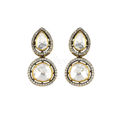 Moissanite Drop Earrings with CZ image 1