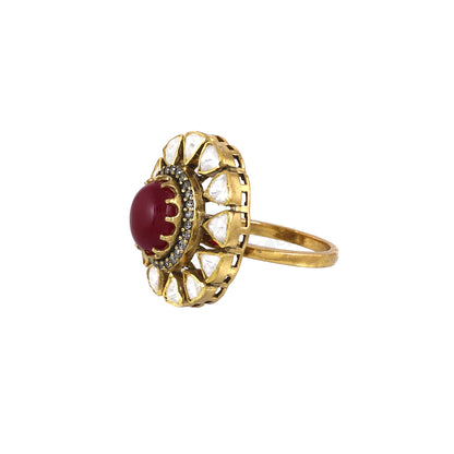 Red Stone Moissanite Ring image 2