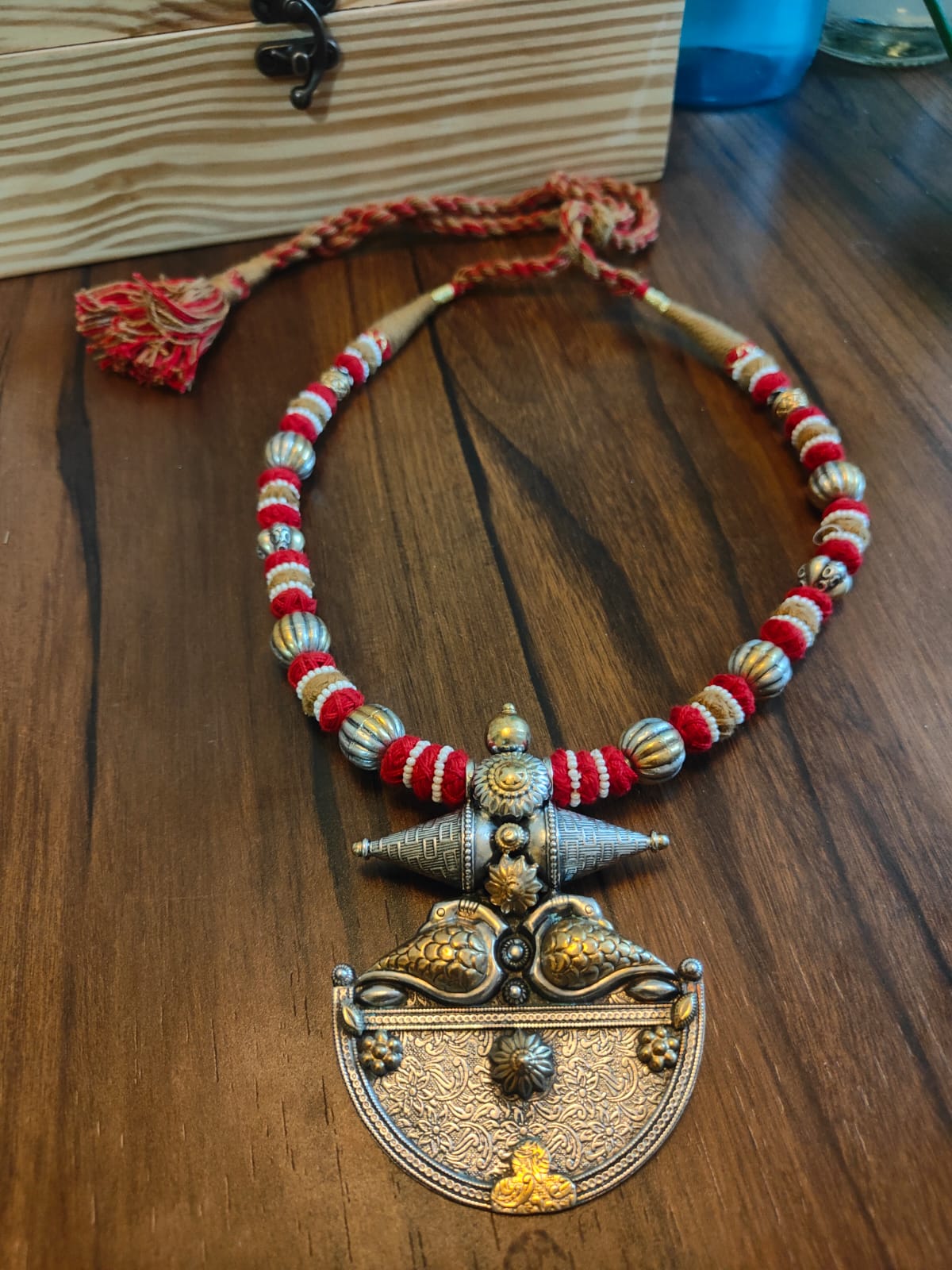 Dhaage Red and Brown Dual tone pendant image 0