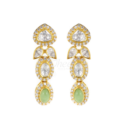 Moissanite with Green Stone drops Necklace Set image 4