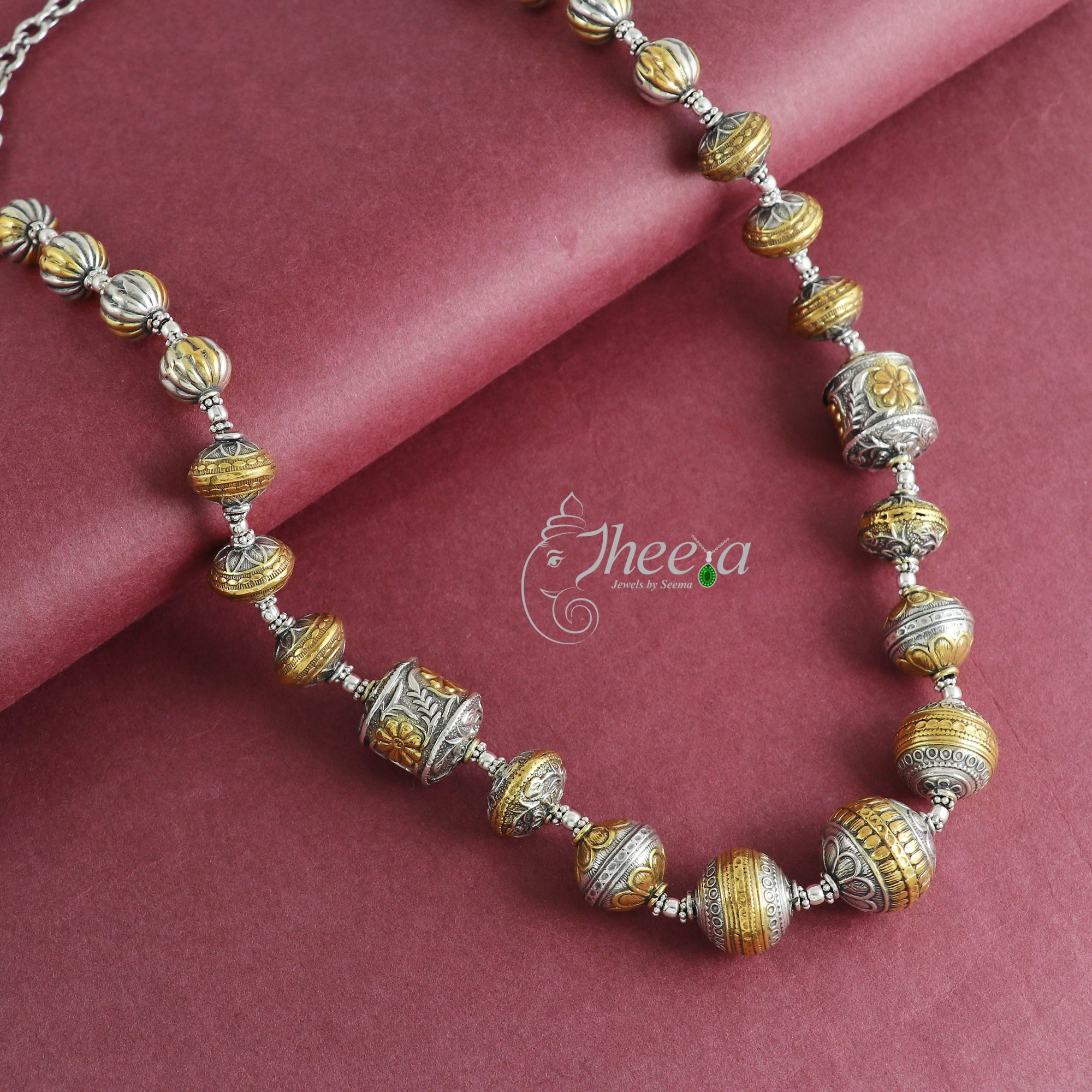 Saadagi Dual Tone Beads Necklace with Drums image 0