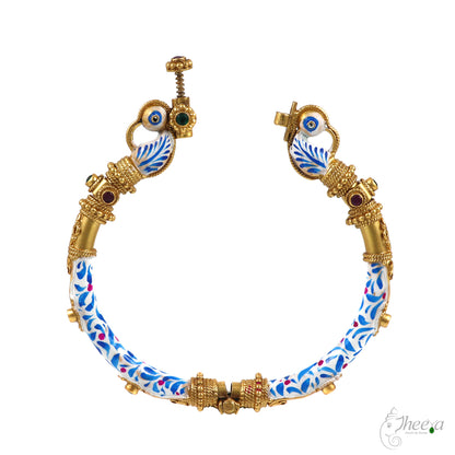 White and Blue Meenakari Bangle image 2