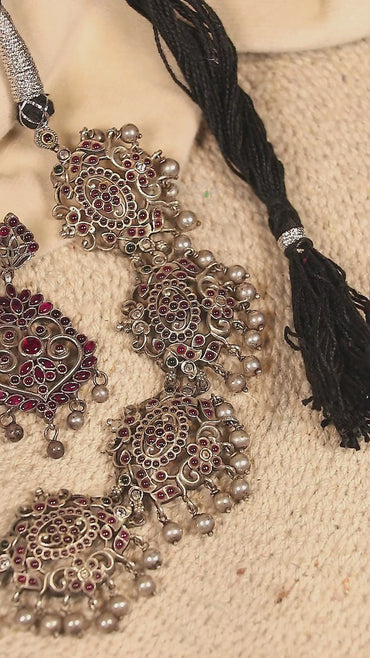 Saadagi Oxidized Silver temple jewelry