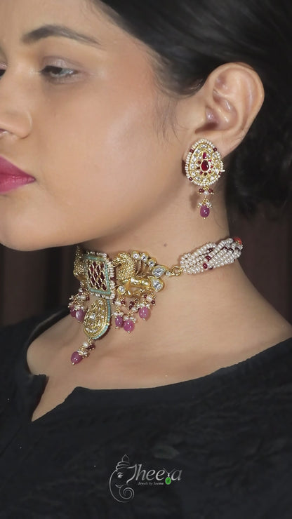 Kundan Choker set with pink beads
