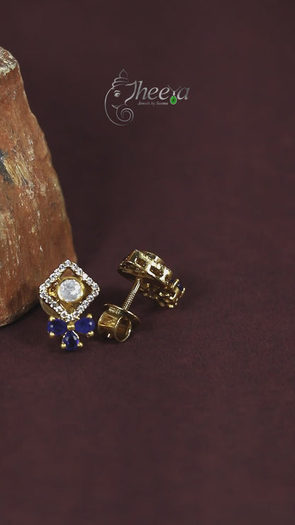Ratnavalli Blue bow Moisssanite Studs