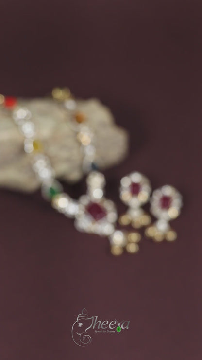 Ratnavalli Navratan Moissanite Set