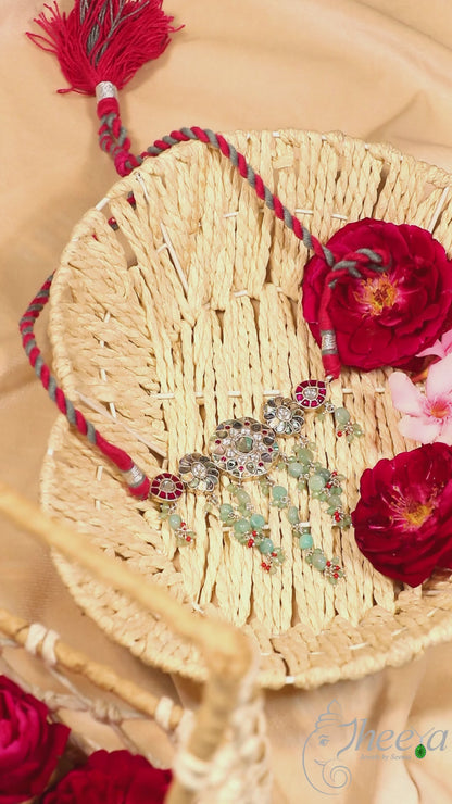 Mint green and MOP choker with kundans