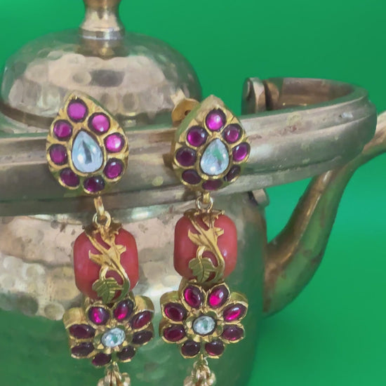 red-mango-stud-coral-flower-drop-silver-earrings.jpg