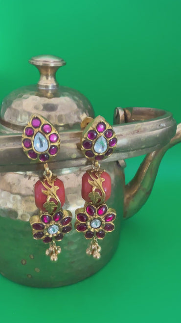 red-mango-stud-coral-flower-drop-silver-earrings.jpg